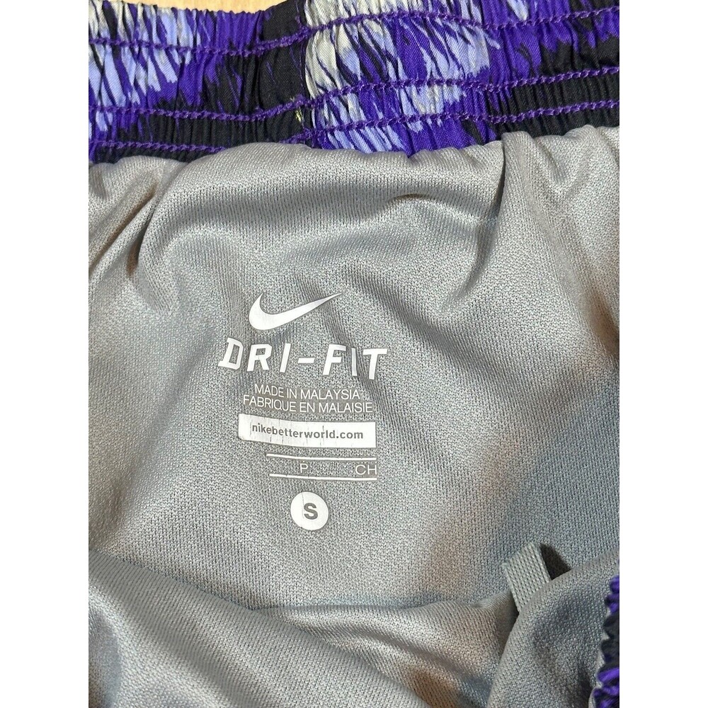 NIKE Womens Dri Fit Running Shorts Purple Black White Striped Standard Fit Small - Picture 3 of 10